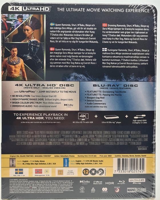 Black Panther Wakanda Forever 4K Ultra HD Steelbook Blu-ray Danish Import English Language New Sealed