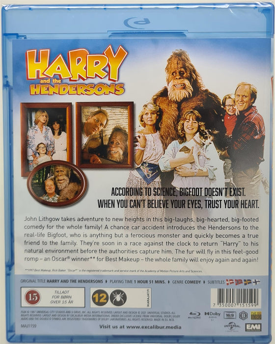 Blu-ray - Harry And The Hendersons (Danish Import) English Language New Sealed