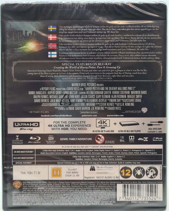 Harry Potter & the Deathly Hallows Part 2 4K Ultra HD Blu-ray Danish Import English Language