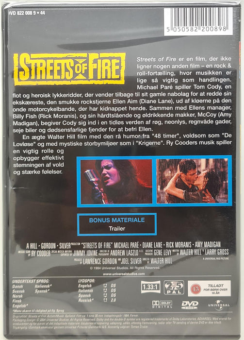 DVD - Streets of Fire (Danish Import) English Language Brand New Sealed