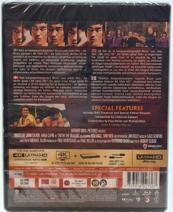 Enter The Dragon 4K Ultra HD Blu-ray Danish Import English Language New Sealed