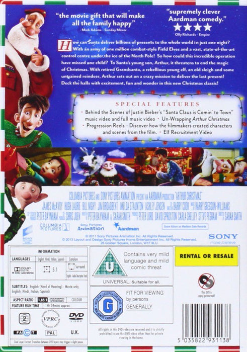DVD - Arthur Christmas Brand New Sealed