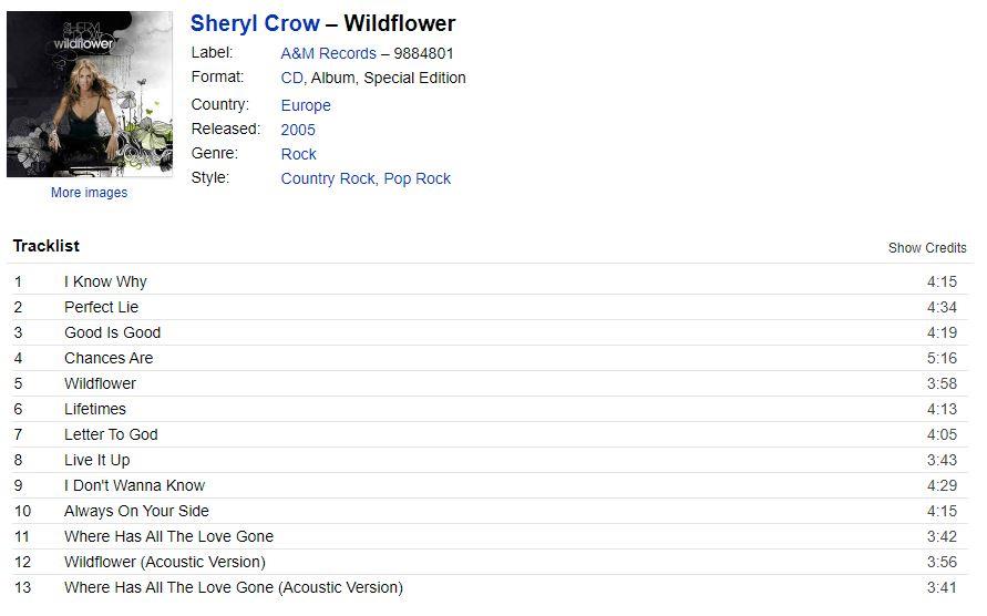 CD - Sheryl Crow Wildflower